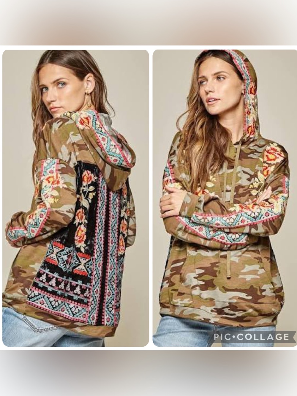 Savanna Jane “Gypsy Soul” Camo Floral Embroidered Pullover Hoodie